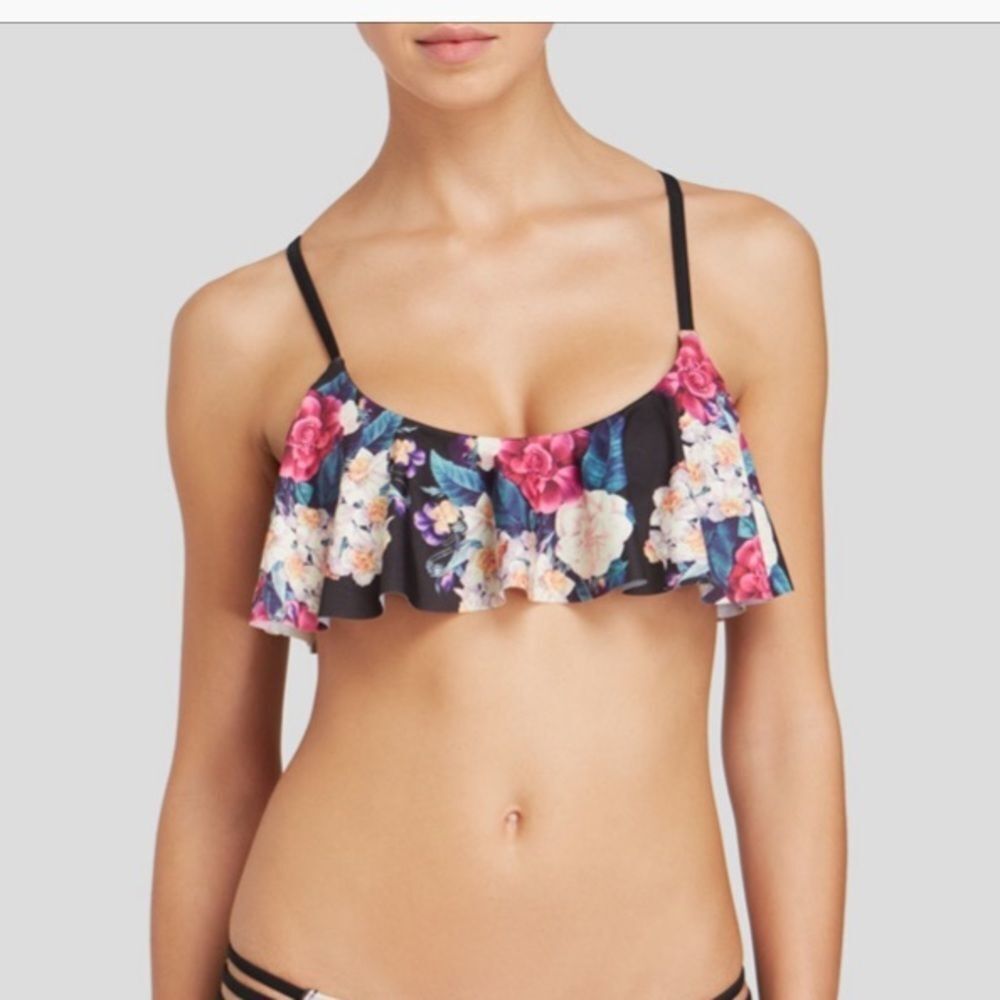 MinkPink Floral Flutter Bikini Top